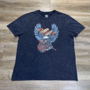 Official Willie Nelson Mineral-Washed Short-Sleeve Shirt Mens L Eagle Graphic